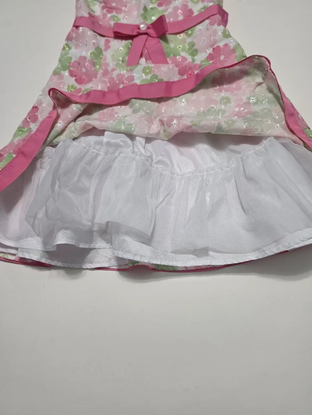 Youngland Girls Pink and Green Floral Party Dress Sz 5